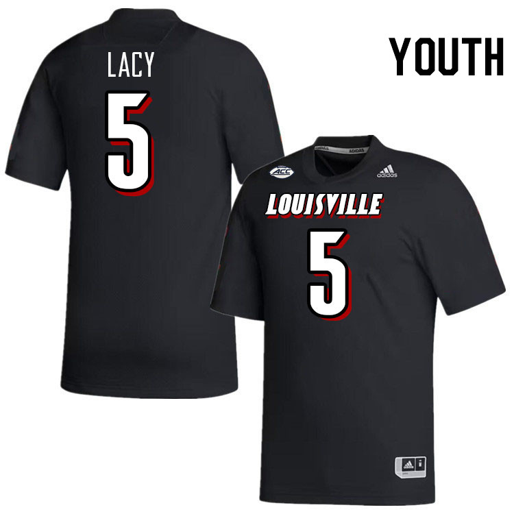 Youth #5 Caullin Lacy Louisville Cardinals College Football Jerseys Stitched-Black